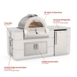 Fire Magic 77-Inch Outdoor Kitchen Island With Gas Pizza Oven, Refrigerator And Doors -Weber Store 5600ng 660s dlscl b 03 23 1