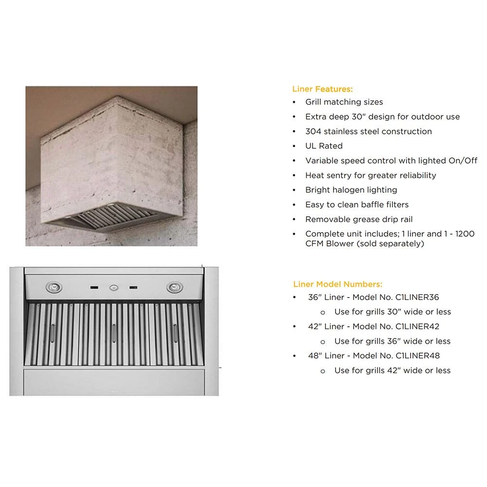 Coyote Stainless Steel Vent Hood Insert With Blower (C1LINER) 6 Coyote Stainless Steel Vent Hood Insert With Blower (C1LINER) - Image 4