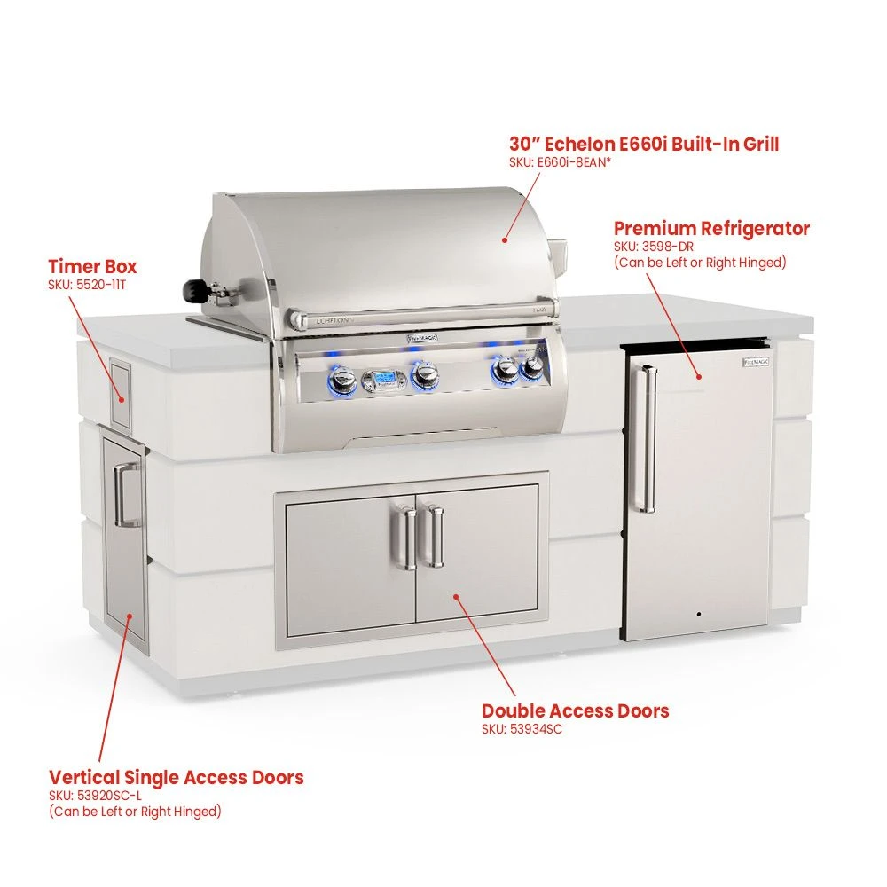Fire Magic 77-Inch Outdoor Kitchen Island With 30-Inch Echelon Gas Grill, Refrigerator And Doors 8 Fire Magic 77-Inch Outdoor Kitchen Island With 30-Inch Echelon Gas Grill, Refrigerator And Doors - Image 6