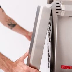 American Made Grills AMG-ENC54-CART Encore 54-Inch Dual Fuel Wood And Gas Grill With Infrared Searing Burner And Rotisserie Kit On Cart -Weber Store encfs36 f 04 21