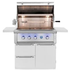 American Made Grills AMG-EST36-CART Estate 36-Inch Gas Grill With Infrared Searing Burner And Rotisserie Kit On Cart -Weber Store estfs36 b 04 21