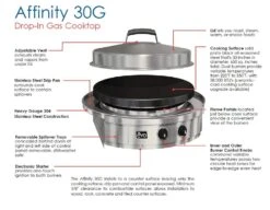 Evo 10-0075 Affinity 30Gp Series Indoor 30-Inch Built-In Flat Top Gas Grill -Weber Store evo30g info graphic