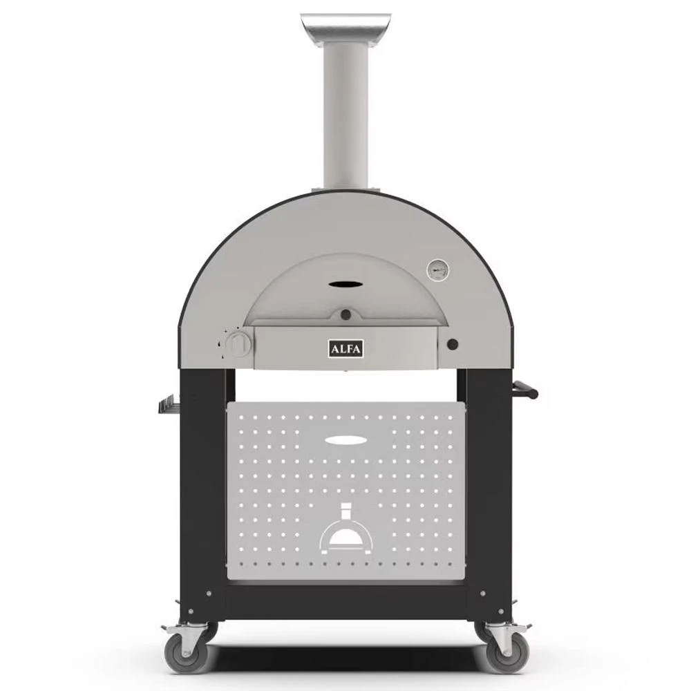 Alfa 2 Pizze 38-Inch Ardesia Gray Gas Pizza Oven On Black Cart 3 Alfa 2 Pizze 38-Inch Ardesia Gray Gas Pizza Oven On Black Cart
