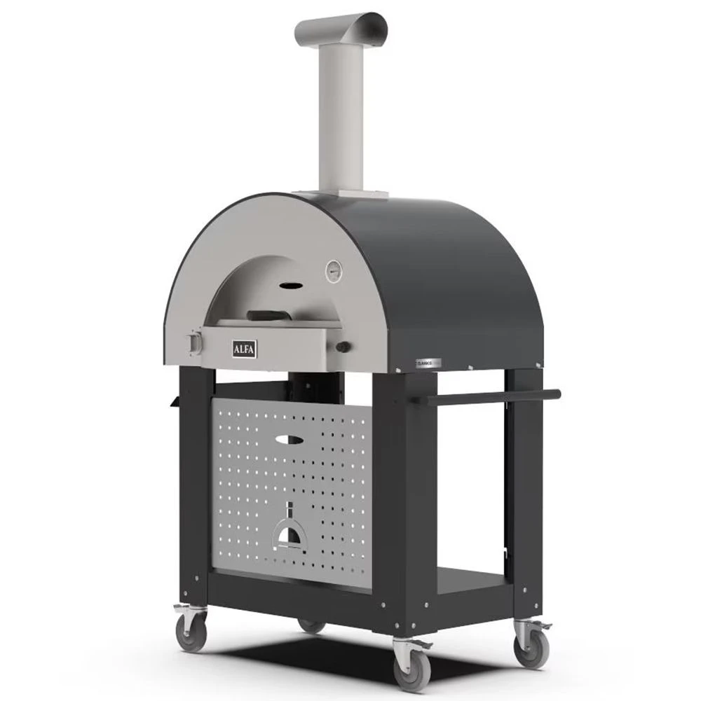 Alfa 2 Pizze 38-Inch Ardesia Gray Gas Pizza Oven On Black Cart 4 Alfa 2 Pizze 38-Inch Ardesia Gray Gas Pizza Oven On Black Cart - Image 2