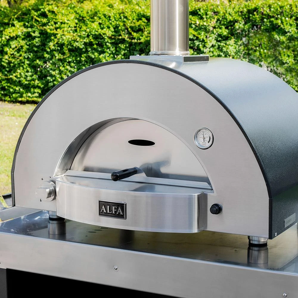 Alfa 2 Pizze 38-Inch Ardesia Gray Gas Pizza Oven On Black Cart 6 Alfa 2 Pizze 38-Inch Ardesia Gray Gas Pizza Oven On Black Cart - Image 4