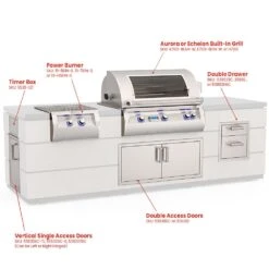 Fire Magic 115-Inch Outdoor Kitchen Island With 36-Inch Aurora Gas Grill, Power Burner, Double Drawers And Doors 12 Fire Magic 115-Inch Outdoor Kitchen Island With 36-Inch Aurora Gas Grill, Power Burner, Double Drawers And Doors -Weber Store id790d e790i kit config b 05 23 1