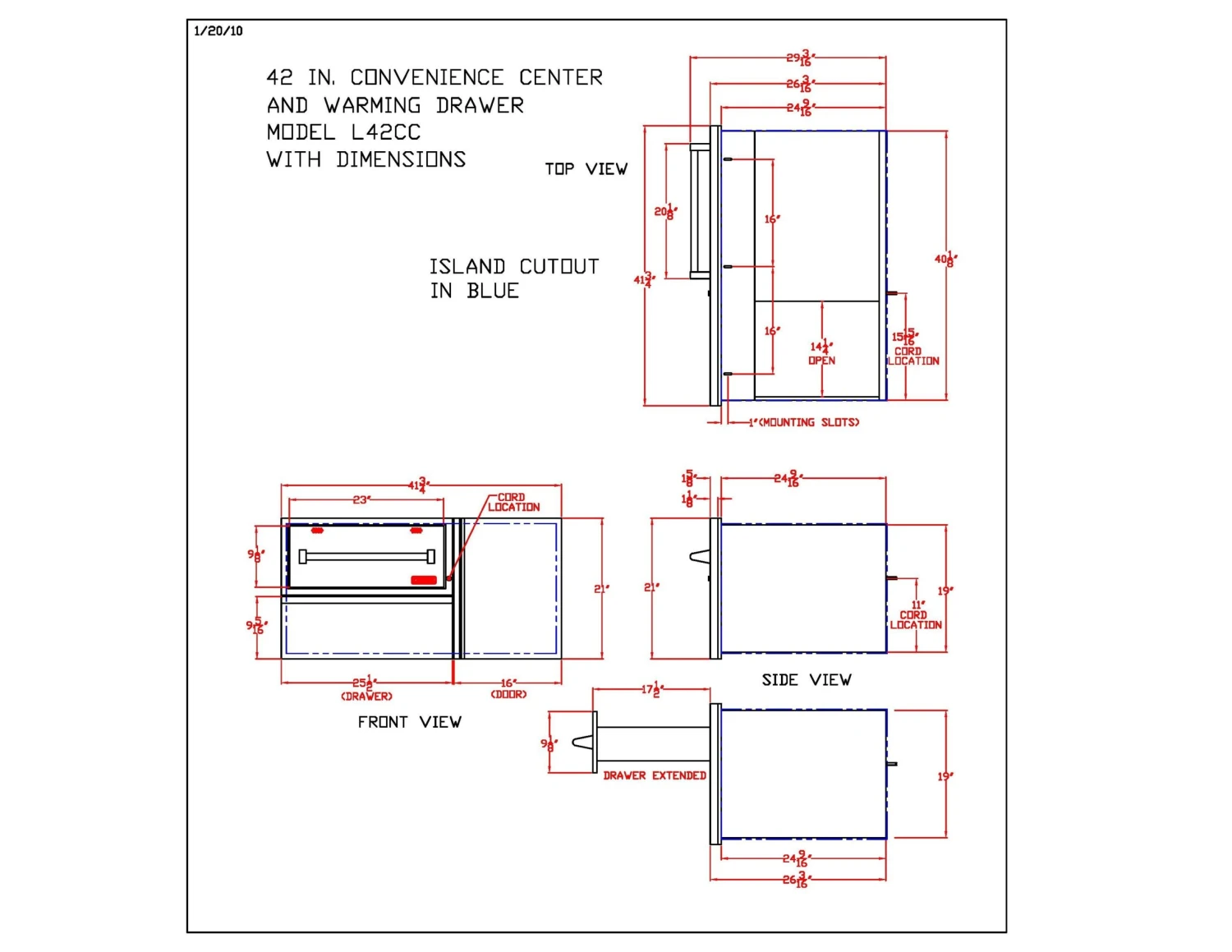 Lynx L42CC-1 Warming Drawer, Storage Drawer And LP Tank Storage Combo, 41.75x21-Inch 4 Lynx L42CC-1 Warming Drawer, Storage Drawer And LP Tank Storage Combo, 41.75x21-Inch - Image 2