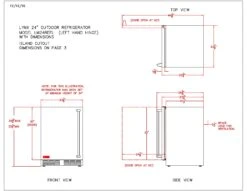 Lynx LN24REF Stainless Steel Outdoor Refrigerator, 24-Inch -Weber Store lm24ref specs b 1