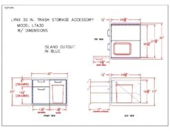 Lynx LTA30 Professional Trash Drawers Combo Unit, 30x23-Inch -Weber Store lta30 specs b