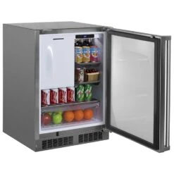 Marvel Stainless Steel Outdoor Refrigerator Freezer With Lock And Crescent Ice Maker, 24-Inch (MORI224SS31A)