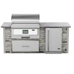 Coyote Ready-To-Assemble 8-Foot Outdoor Kitchen Island With 36-Inch Pellet Grill, 21-Inch Refrigerator & Storage Drawer (RTAC-G8-W)