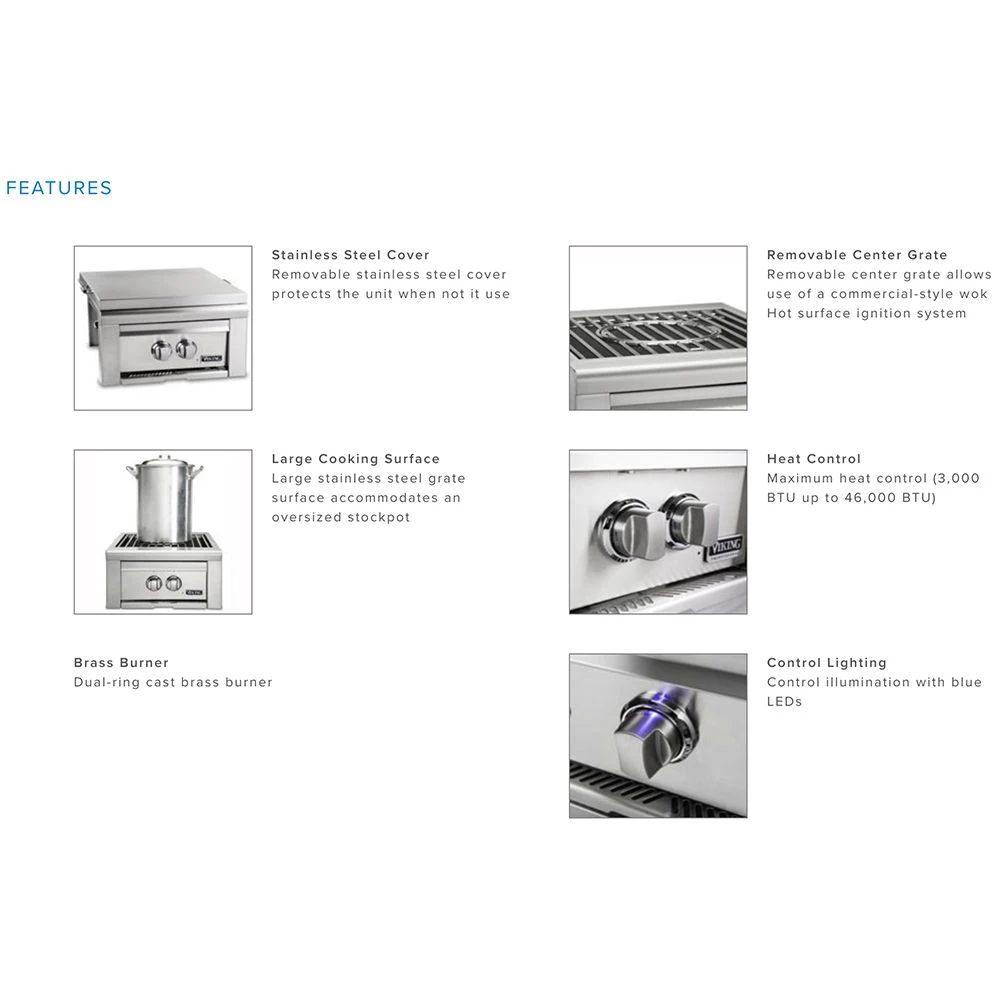 Viking 5 Series Stainless Steel Gas Power Burner On Stainless Steel Base, 20-Inch (VQGPB520BSS) 8 Viking 5 Series Stainless Steel Gas Power Burner On Stainless Steel Base, 20-Inch (VQGPB520BSS) - Image 6